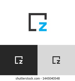 Initial Letter z inside circle lowercase modern logo design template elements. blue letter Isolated on black white grey background. Suitable for business, consulting group company.