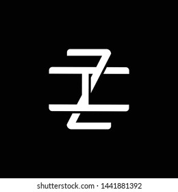 Initial letter I and Z, IZ, ZI, overlapping interlock monogram logo, white color on black background