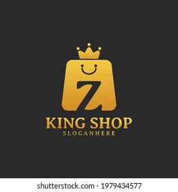 Initial letter Z King Shop Logo Design Template. Illustration vector graphic. Design concept shop bag and crown With letter symbol. Perfect for E-commerce, sale, discount or store web element.
