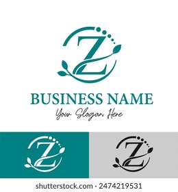 Initial Letter Z with Leaf and Circle Leaves for Beauty, Skincare, Home Spa, Skincare, Aesthetic, Nature, Green Agronomy and Environment Modern Business Logo Idea