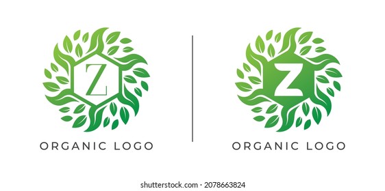 initial Letter Z Leaf Flower Logo icon Vector Design Template