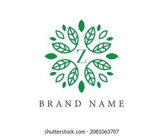 initial letter Z Leaf Flower logo Vector illustrations. Vector Logo design for natural products, flower shop, cosmetics, Floral, Organic, ecology concepts, health, spa.