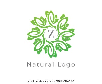 letra inicial Logo de Z Leaf Flower. Ilustraciones del vector con logotipo floral. 
Diseño con logotipo vectorial para productos naturales, floristería, cosméticos, ecológicos, salud, spa.

