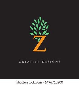 Initial Letter Z With Leaf Logo