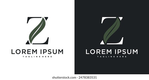 Initial letter Z with leaf logo design. Premium Vector