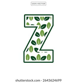 Initial Letter Z With Leaf Luxury Logo. Green leaf logo Template vector