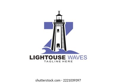 initial Letter Z lightouse waves logo