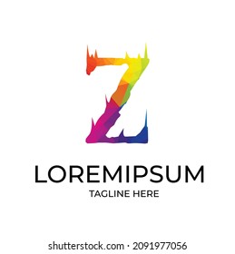 initial letter Z linked lowercase logo pink blue purple