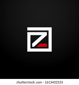 Initial letter Z linked square logo white and red color. Corporate identity design template element. Industry, finance, bank logotype. Square group, technology interaction, network integrate concept.