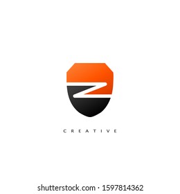 Initial Letter Z Logo Abstract Techno Shield Vector Design Concept.
