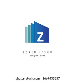 Initial Letter Z Logo. Abstract logo idea for business company. Construction, house, frame, windows, technology, internet concept. Pictogram for corporate identity template. Stock Illustration