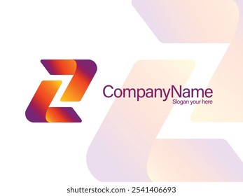 Logotipo inicial de la letra Z. Logotipo tecnológico 3D creativo y moderno de la letra Z para los logotipos de la empresa del negocio y de la consultoría. Multicolor