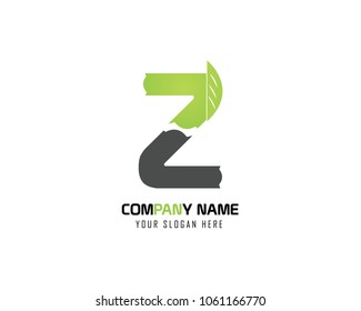 Initial Letter Z Logo Design With Leaf