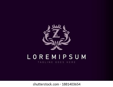 Initial letter Z logo design. Vector illustration of elegant heraldic initial letter Z icon design. Modern logo design with emblem style.