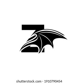 Logo de la letra inicial Z y símbolo de alas Dragon. Elemento de diseño de alas, icono inicial del logotipo de letra Z, plantilla de logotipo inicial