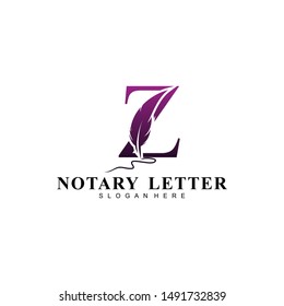 Initial letter Z logo with Feather Luxury gold.