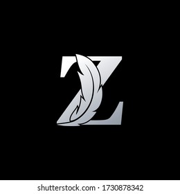 Initial Letter Z Logo with feather. Trendy Design concept  luxury feather element and Letter Z   for corperate, lawyer, notary, firm and more brand identity.