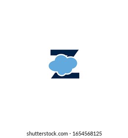 Anfangsbuchstaben z Logo mit flachem Cloud-Element. Kreative Design-Vorlage kann für Web, Mobile Design, Unternehmen und Icon verwendet werden. Idee zur Vektorillustration in Kleinbuchstaben einzeln auf weißem Hintergrund.