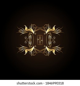 Letra inicial Z Logotipo marco dorado insignia de lujo decoración de vectores de ornamento ornamento para boda, boutique y lujos negocios