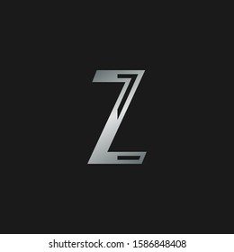 Initial Letter Z logo icon. Vector design concept abstract classy letter  with silver color for initial or brand identity.