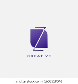 Initial Letter Z  Logo Icon, simple abstract techno geometrical shape with negative letter logo vector design.