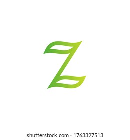 initial letter Z logo and leaf, line art style design template