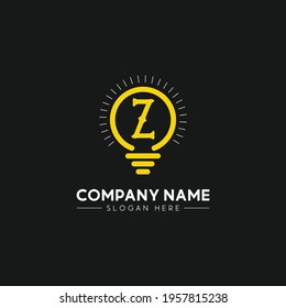 Initial Letter Z Logo And Light Bulb Bright Logo In Yellow Colors With Editable Vector File