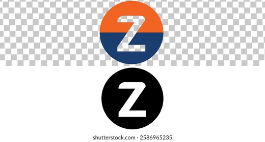 Initial Letter Z Logo. Orange and Blue Ellipse  Shape Origami Style isolated on transparent and white Background. Flat Vector Logo Design Template Element for Business and Branding Logos