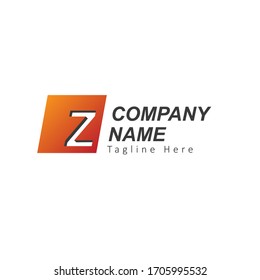 Logo de la letra inicial Z con cuadrado. Plantilla de ilustración del vector de diseño