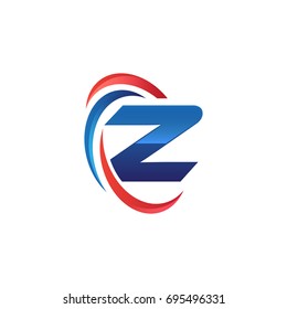 initial letter Z logo swoosh red blue