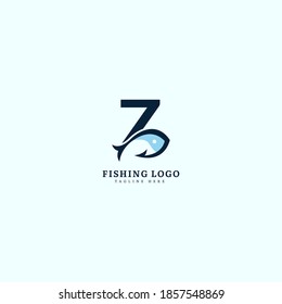 Initial letter Z logotype. Minimalist fish logo concept, fit for fishing, seafood restaurant, packaging or ocean traveling. Illustration vector logo.