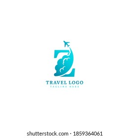 Letra inicial logotipo Z. Concepto minimalista de logotipo de viaje, apto para aventura, agencia de vacaciones, viajes de negocios o agente de viajes. Logo del vector de ilustración.