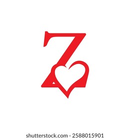 initial letter z with love valentine day