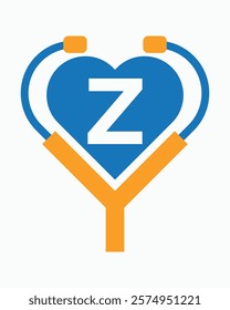 Initial Letter Z Medical or Doctor Logo Concept With Stethoscope Symbol