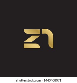 Initial letter z n linked lowercase logo design template elements. Gold letter Isolated on black  background. Suitable for business, consulting group company.