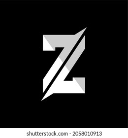 Initial letter Z or number 7 logo template with geometric sporty simple cut illustration in flat design monogram symbol