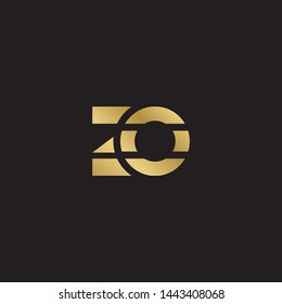 Initial letter z o linked lowercase logo design template elements. Gold letter Isolated on black  background. Suitable for business, consulting group company.