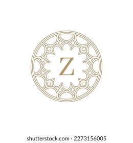 initial letter Z ornamental emblem frame circle pattern logo