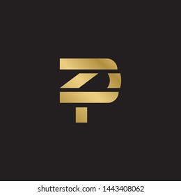 Initial letter z p linked lowercase logo design template elements. Gold letter Isolated on black  background. Suitable for business, consulting group company.