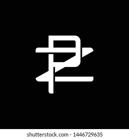 Initial letter Z and P, ZP, PZ, overlapping interlock monogram logo, white color on black background