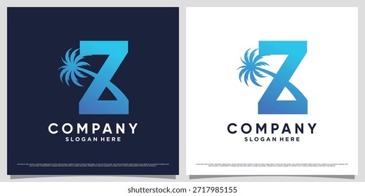 Initial letter z with palm tree icon and modern unique concept