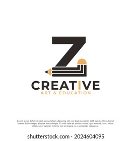 Initial Letter Z with Pencil Logo Design Icon Template Element