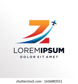 Initial Letter Z with Plane or Travel Logo Design