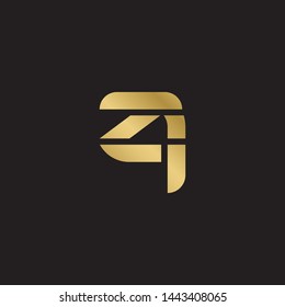 Initial letter z q linked lowercase logo design template elements. Gold letter Isolated on black  background. Suitable for business, consulting group company.