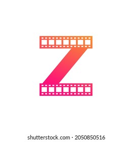 Initial Letter Z with Reel Stripes Filmstrip for Film Movie Cinema Production Studio Logo Inspiration