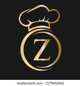 Initial Letter Z Restaurant Logo Template. Restaurant Logo Concept with Chef Hat Symbol Vector Sign
