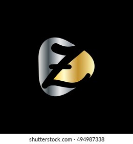 Initial Letter Z Rounded Triangle Logo Silver Gold