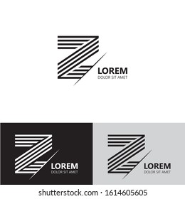 Initial letter z sliced uppercase modern logo design template elements. Black and white letter Isolated on white, black and grey background. Suitable for business, consulting group company.