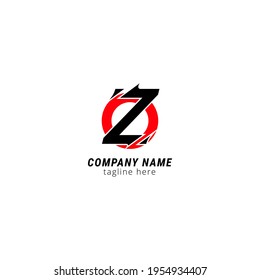 Initial letter Z sliced uppercase modern logo design template elements. Black letter with red circle isolated on white background. Suitable for business, consulting group, company logo