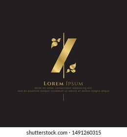 Initial letter z sliced vertical uppercase modern logo design template elements. Gold letter Isolated on black  background. Suitable for business, fashion group company.